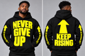 NEVER GIVE UP, KEEP RISING! — AI Income OS™ Hoodie