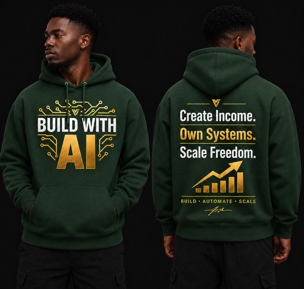 AI Income OS™ — BUILD WITH AI Hoodie