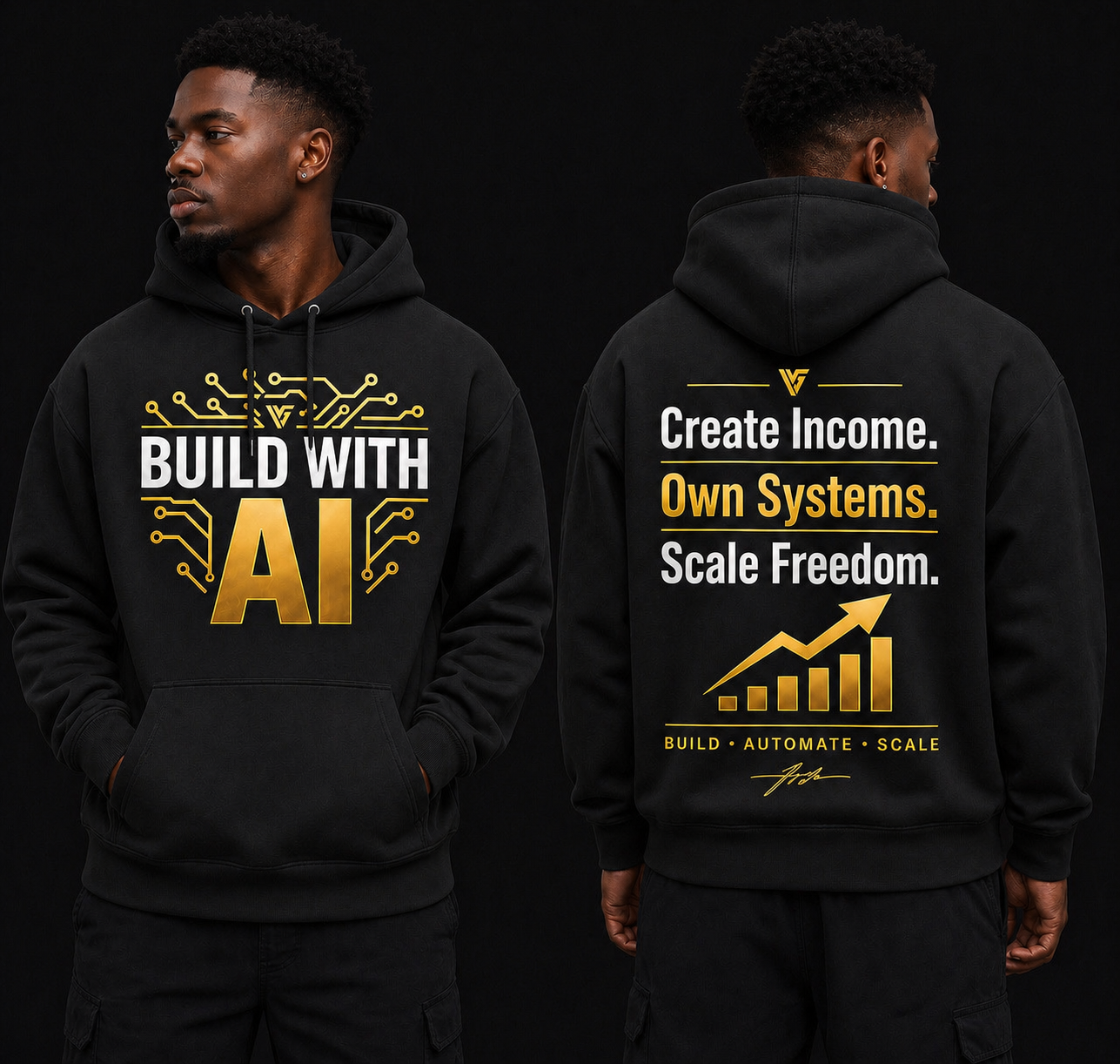 AI Income OS™ — BUILD WITH AI Hoodie