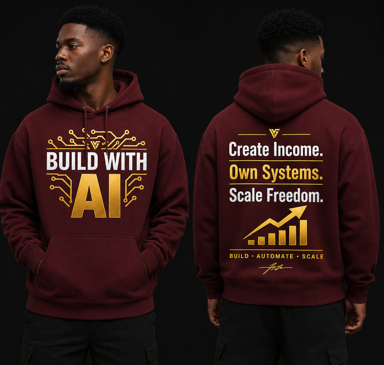AI Income OS™ — BUILD WITH AI Hoodie