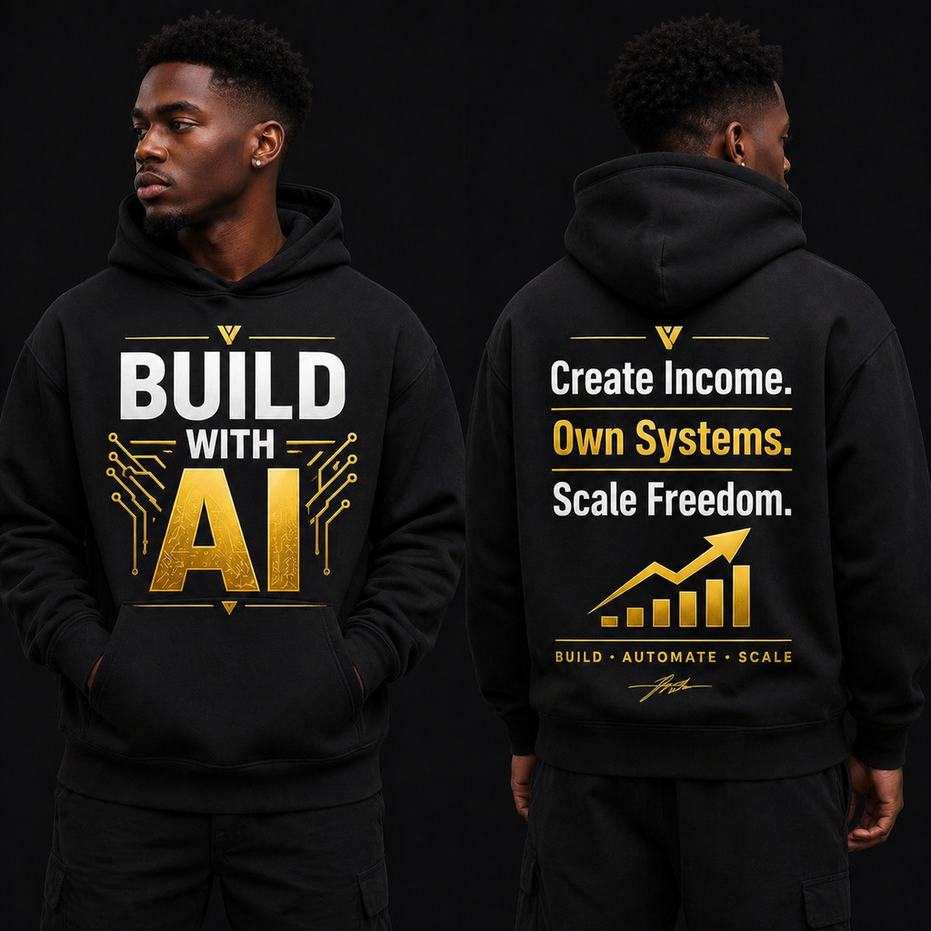 AI Income OS™ — BUILD WITH AI Hoodie