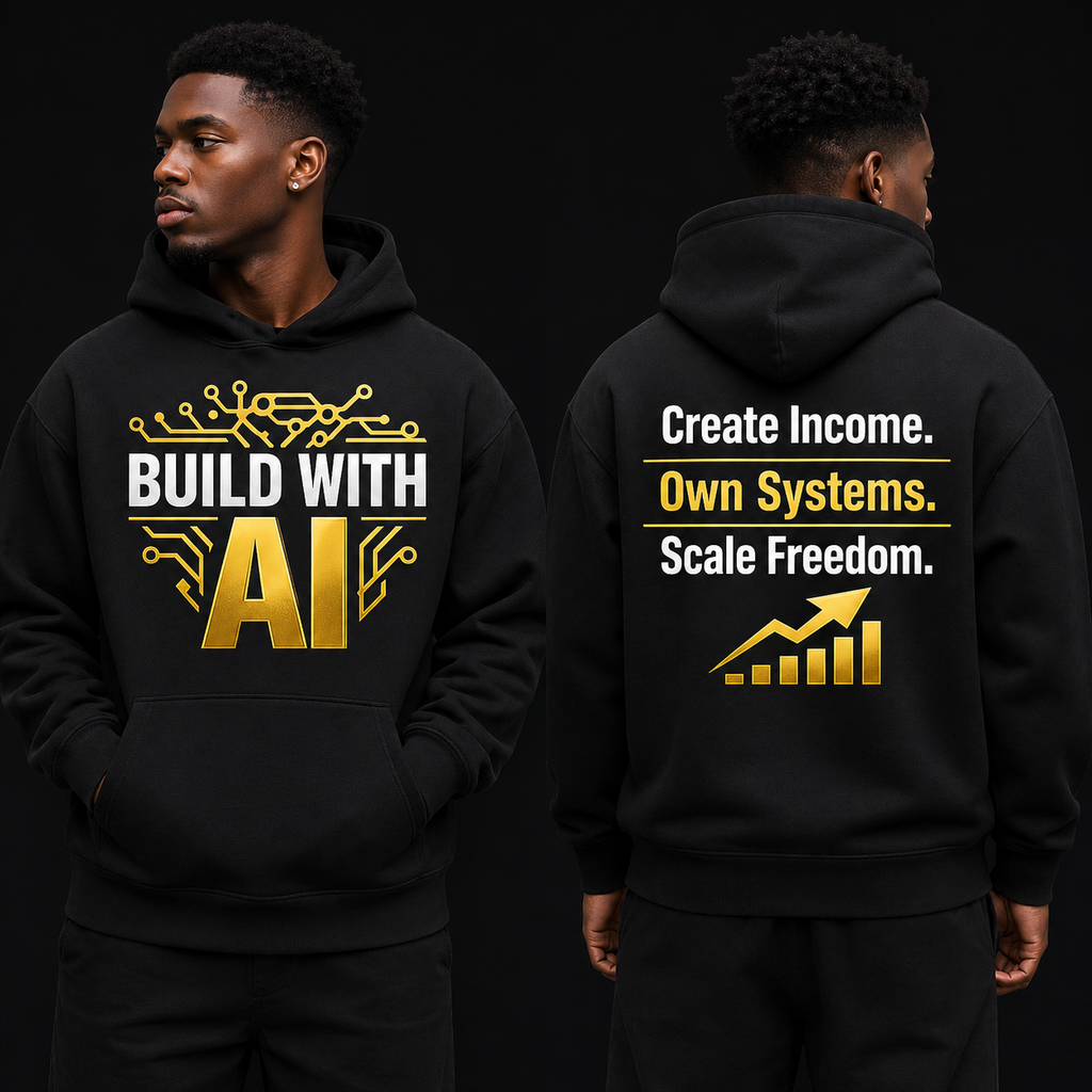 AI Income OS™ — BUILD WITH AI Hoodie