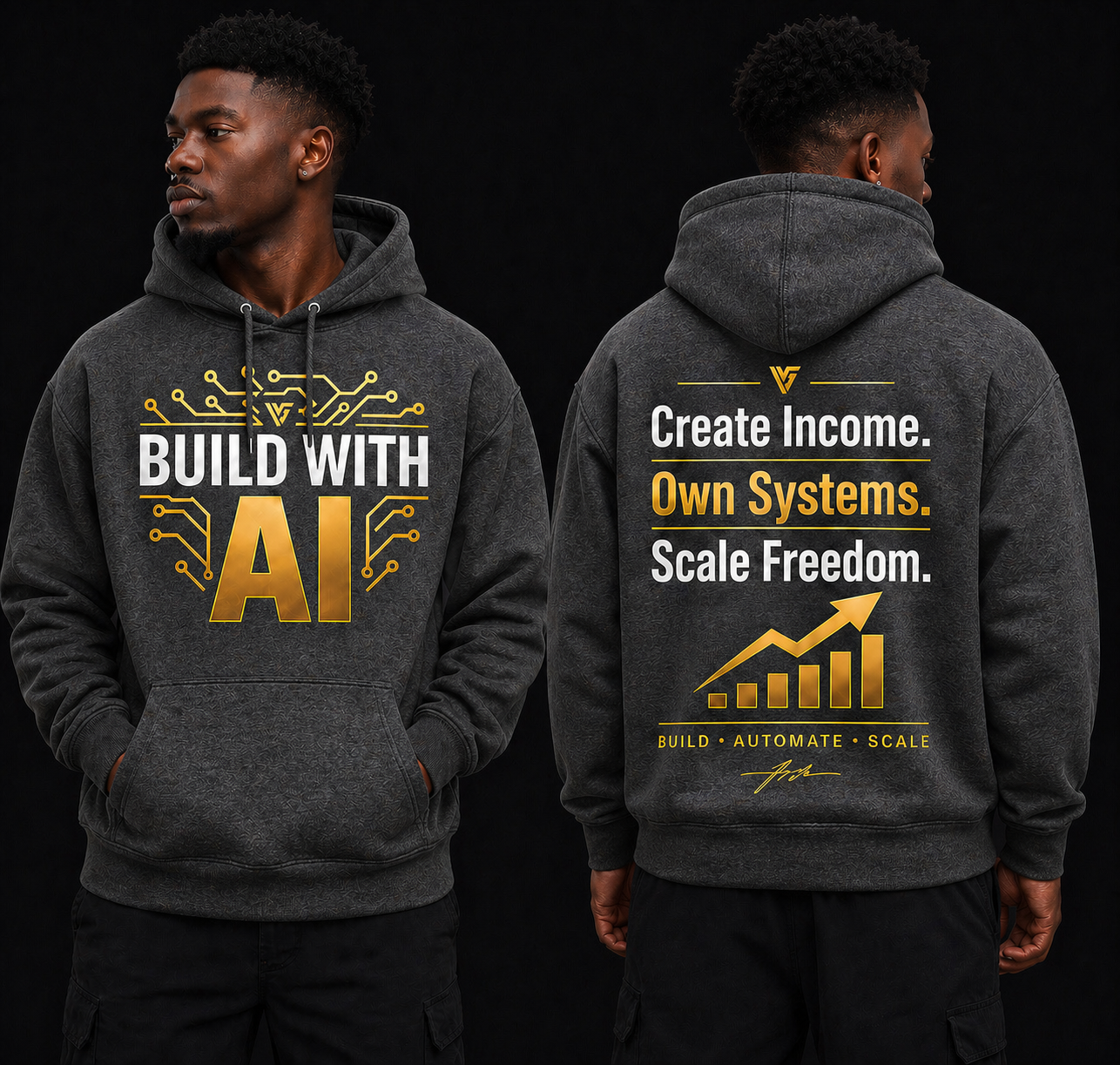 AI Income OS™ — BUILD WITH AI Hoodie