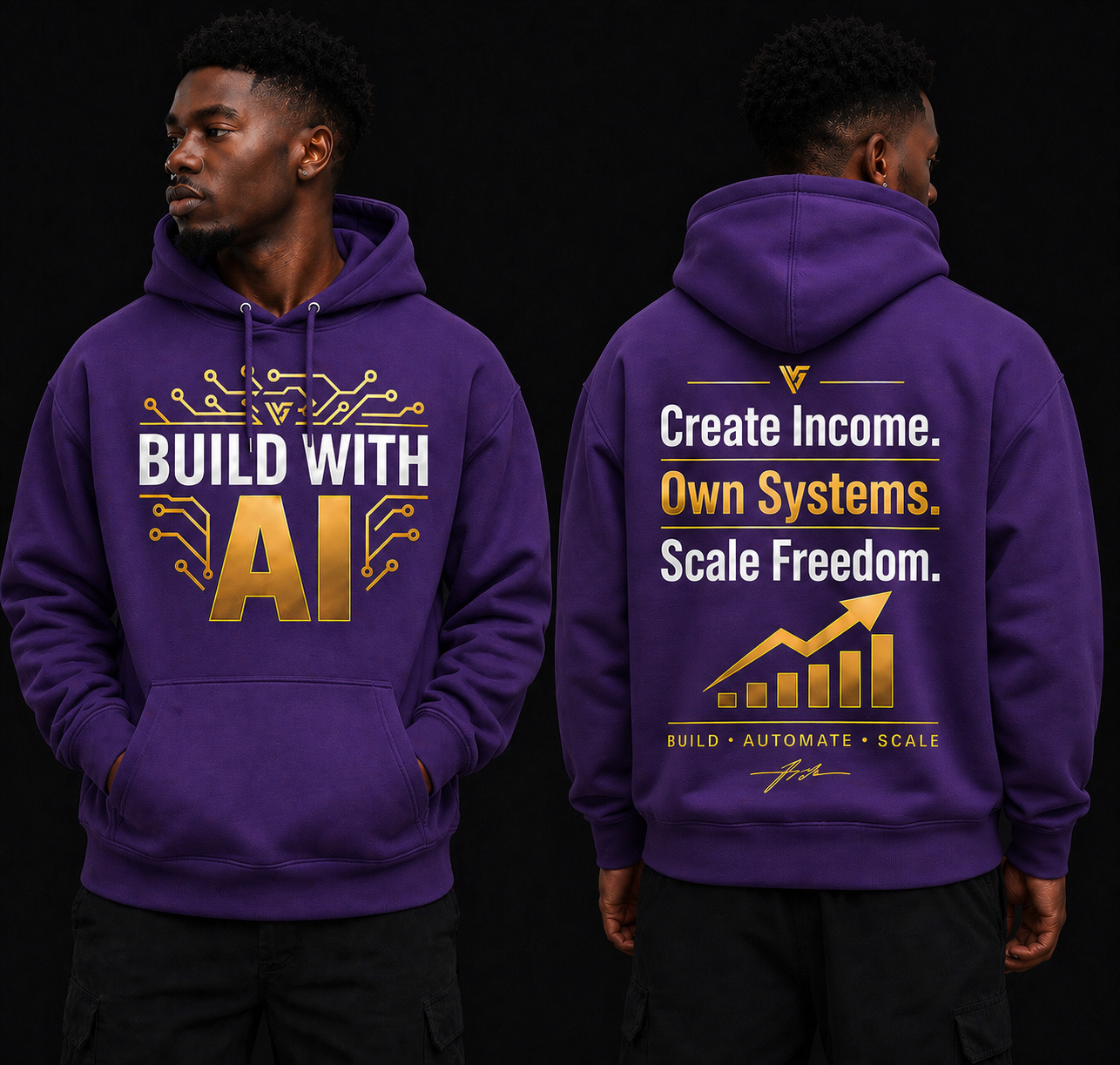 AI Income OS™ — BUILD WITH AI Hoodie