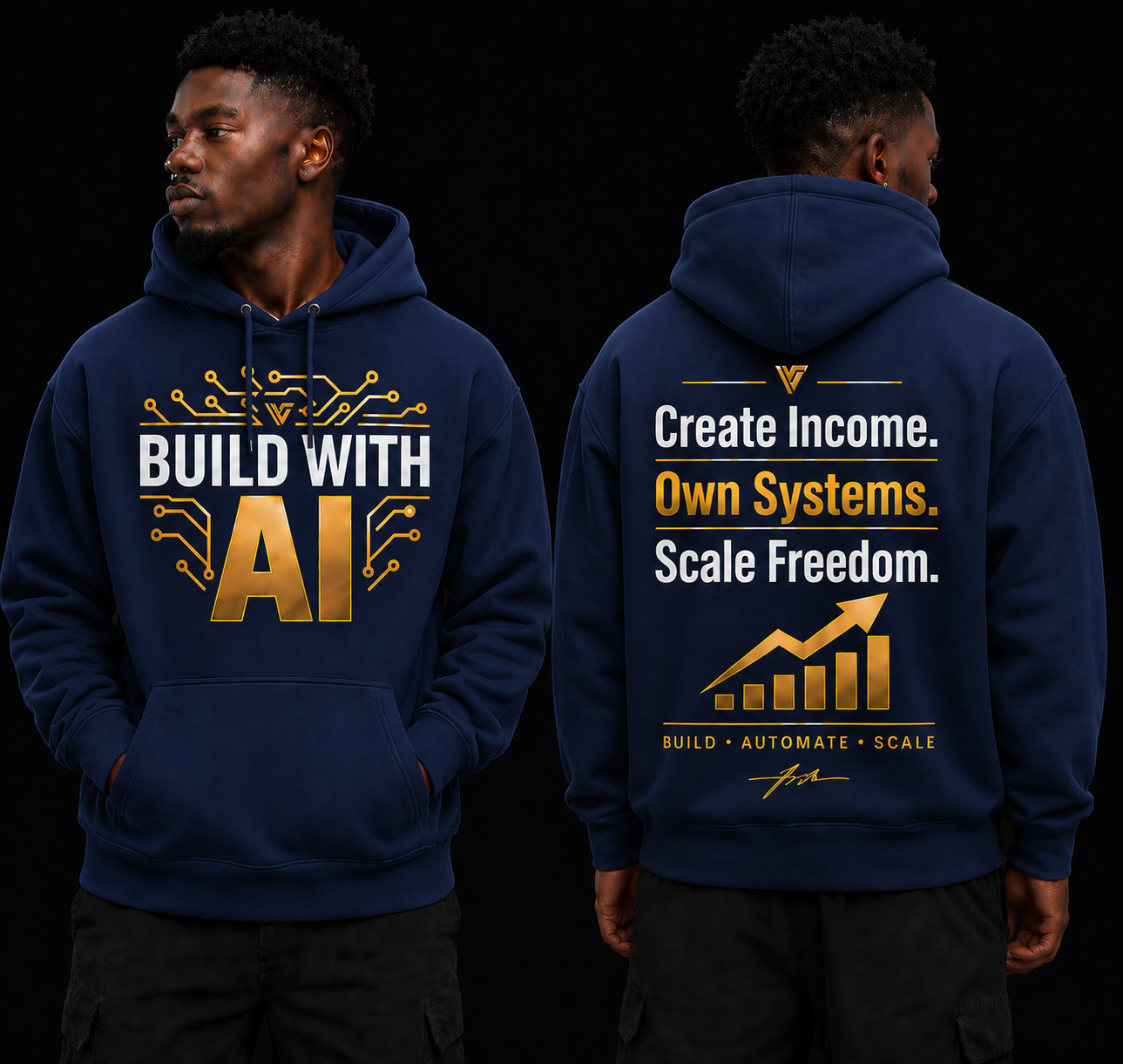 AI Income OS™ — BUILD WITH AI Hoodie