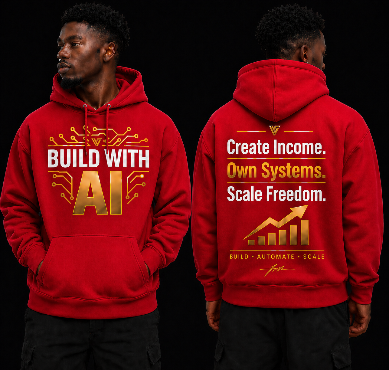 AI Income OS™ — BUILD WITH AI Hoodie