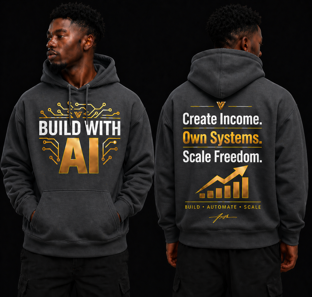 AI Income OS™ — BUILD WITH AI Hoodie